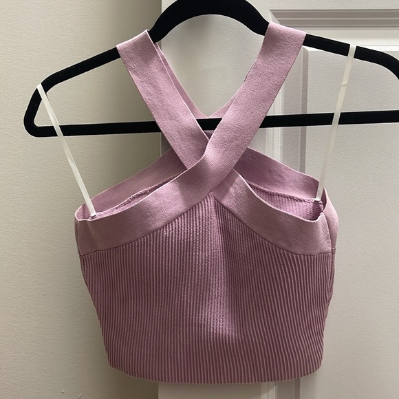 Babaton Pink Ribbed Crop Tank - Picture 2 of 4